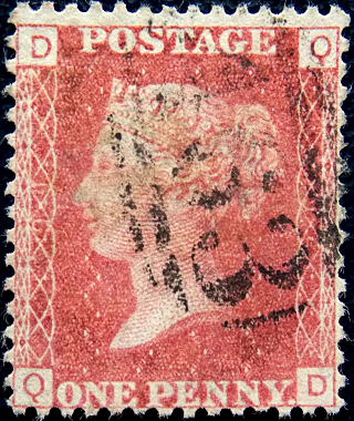 Великобритания 1864 год . Королева Виктория 1 p , пл. 94 . Каталог 6,0 фунтов . (006)